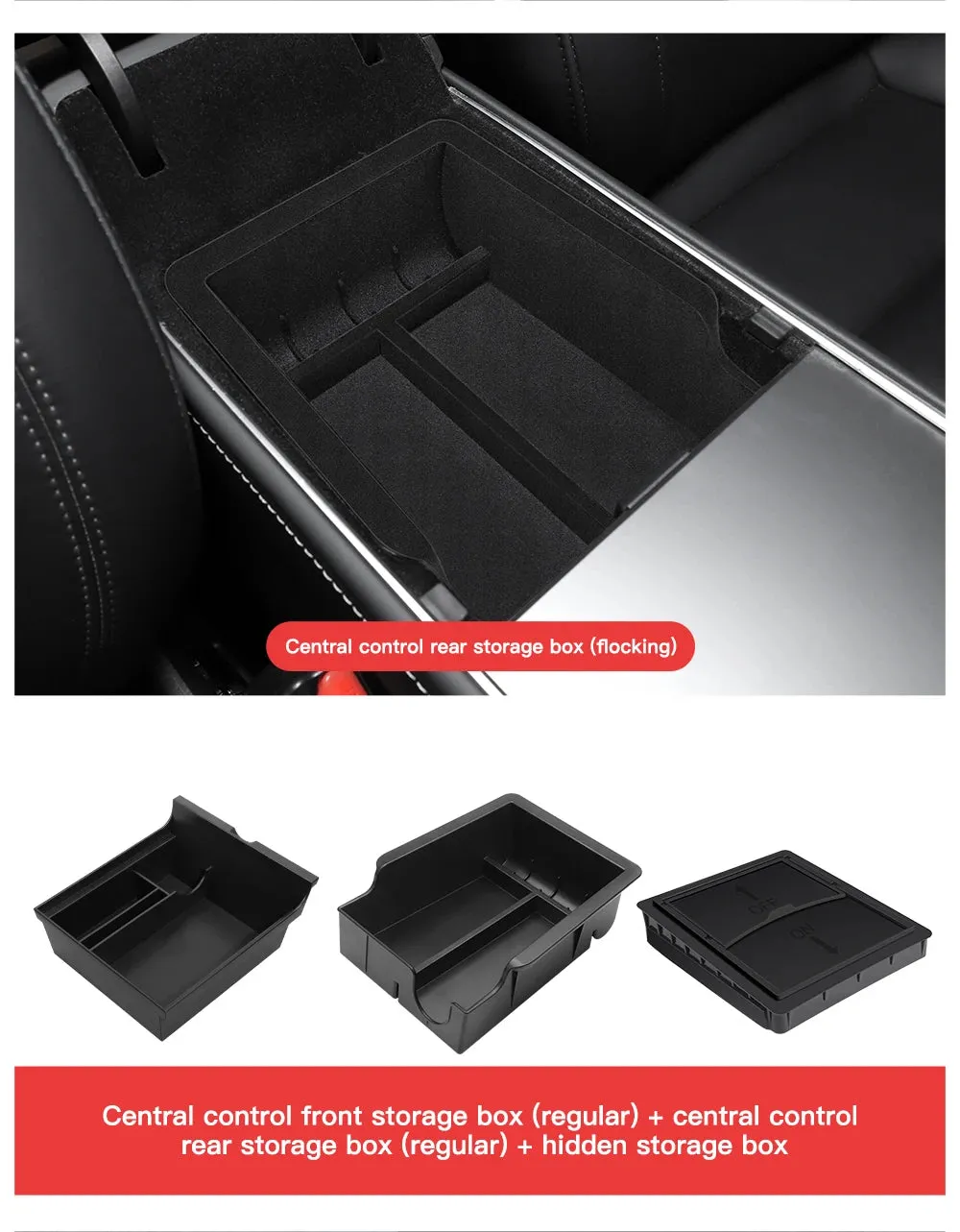 Compatible for Tesla Model 3 2021-2022 Model Y 2022-2023 Center Armrest Storage Box Organizer