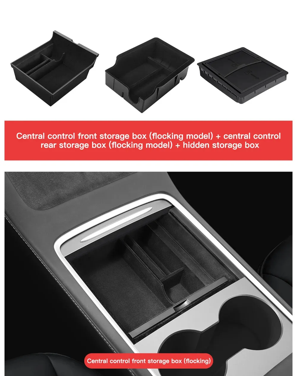 Compatible for Tesla Model 3 2021-2022 Model Y 2022-2023 Center Armrest Storage Box Organizer