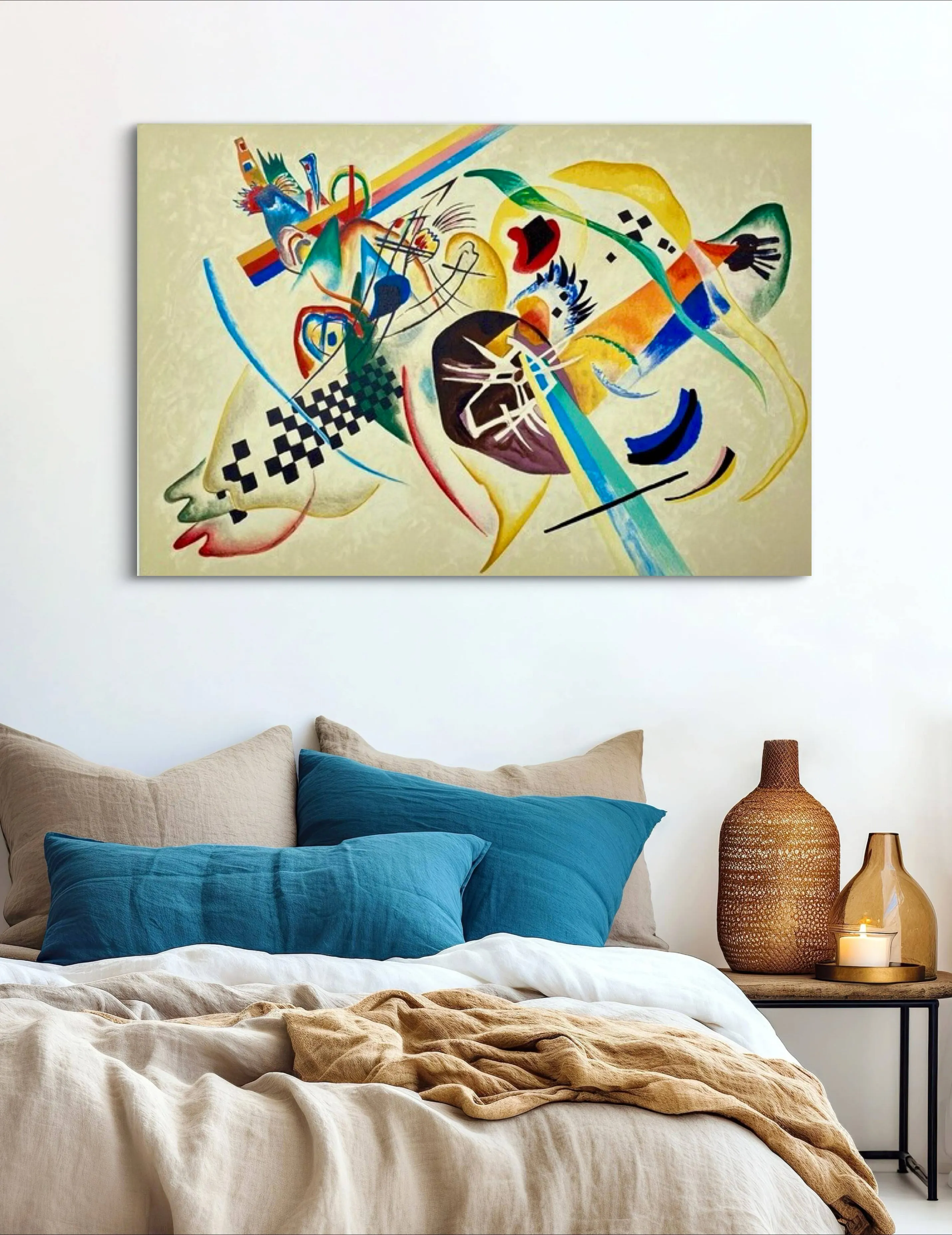 Composition 224 - Painted by Wassily Kandinsky - Circa. 1920. High Quality Polyester Cotton Canvas Print. Ready to be Framed. Available in Two Sizes - 40cm X 60cm & 70cm x 100cm.