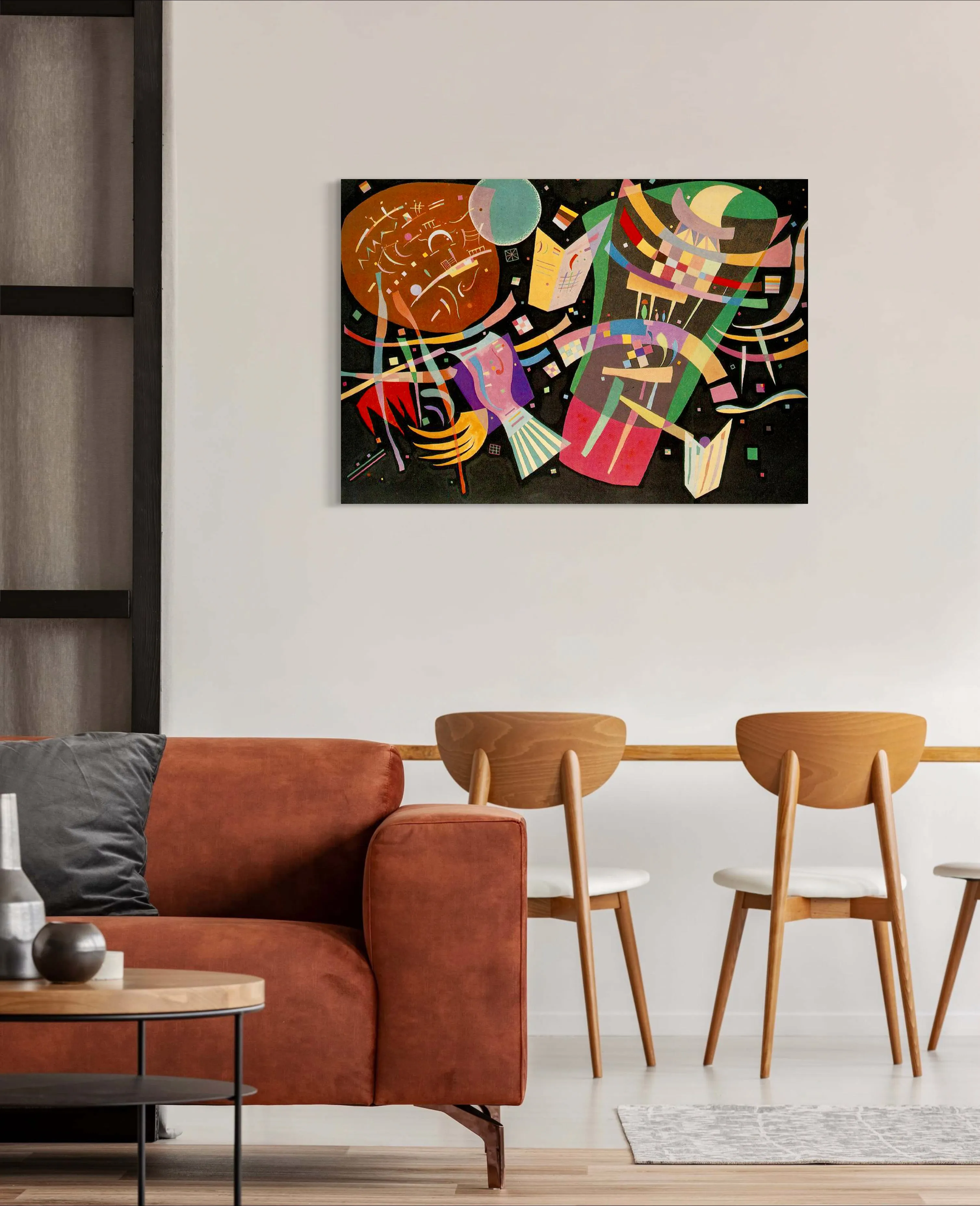 Composition X - Painted by Wassily Kandinsky - Circa. 1939. High Quality Polyester Cotton Canvas Print. Ready to be Framed or Mounted. Available in One Large Size. 70cm X 100cm. Stretched Canvas Option Available in One (1) Large Size - 70cm x 100cm.