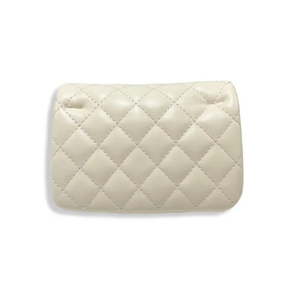 Cream Pearl Closure Quilted Purse