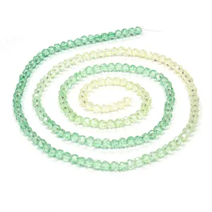 Crystal Faceted 3mm Round Beads - Green to Yellow - 1 string