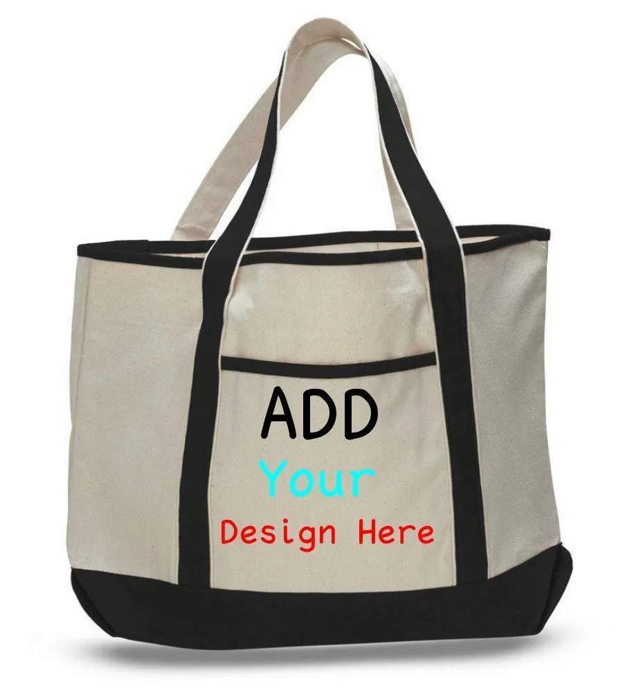 CUSTOM JUMBO SIZE HEAVY CANVAS DELUXE TOTE BAG