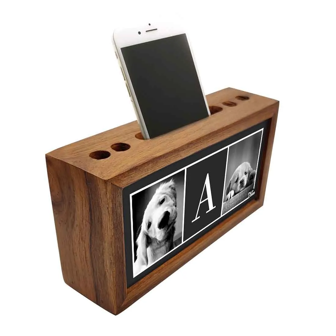 Customized Wood desk top organizer - Cute Dog