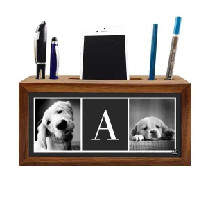 Customized Wood desk top organizer - Cute Dog