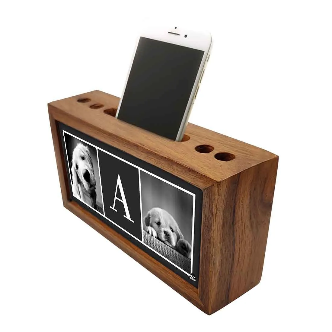 Customized Wood desk top organizer - Cute Dog