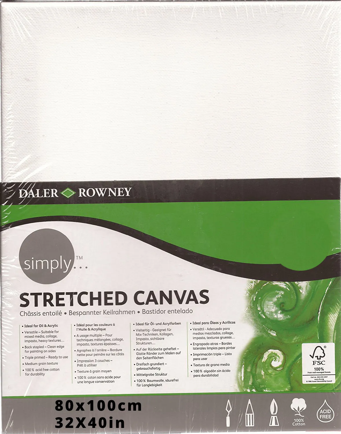 Daler Rowney Simply Stretched Canvas 80*100cm/32*40"