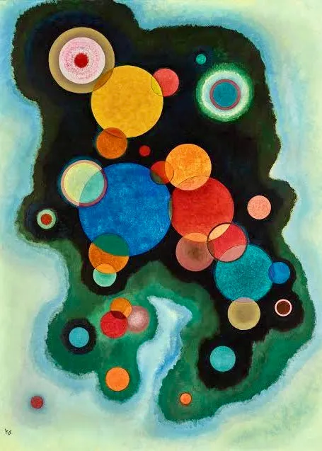 Deepened Impulse - Painted by Wassily Kandinsky- Circa. 1915. High Quality Polyester Cotton Canvas Print. Ready to be Framed. Available in One Large Size. 70cm X 100cm. Stretched Canvas Option Available in One (1) Large Size - 70cm x 100.