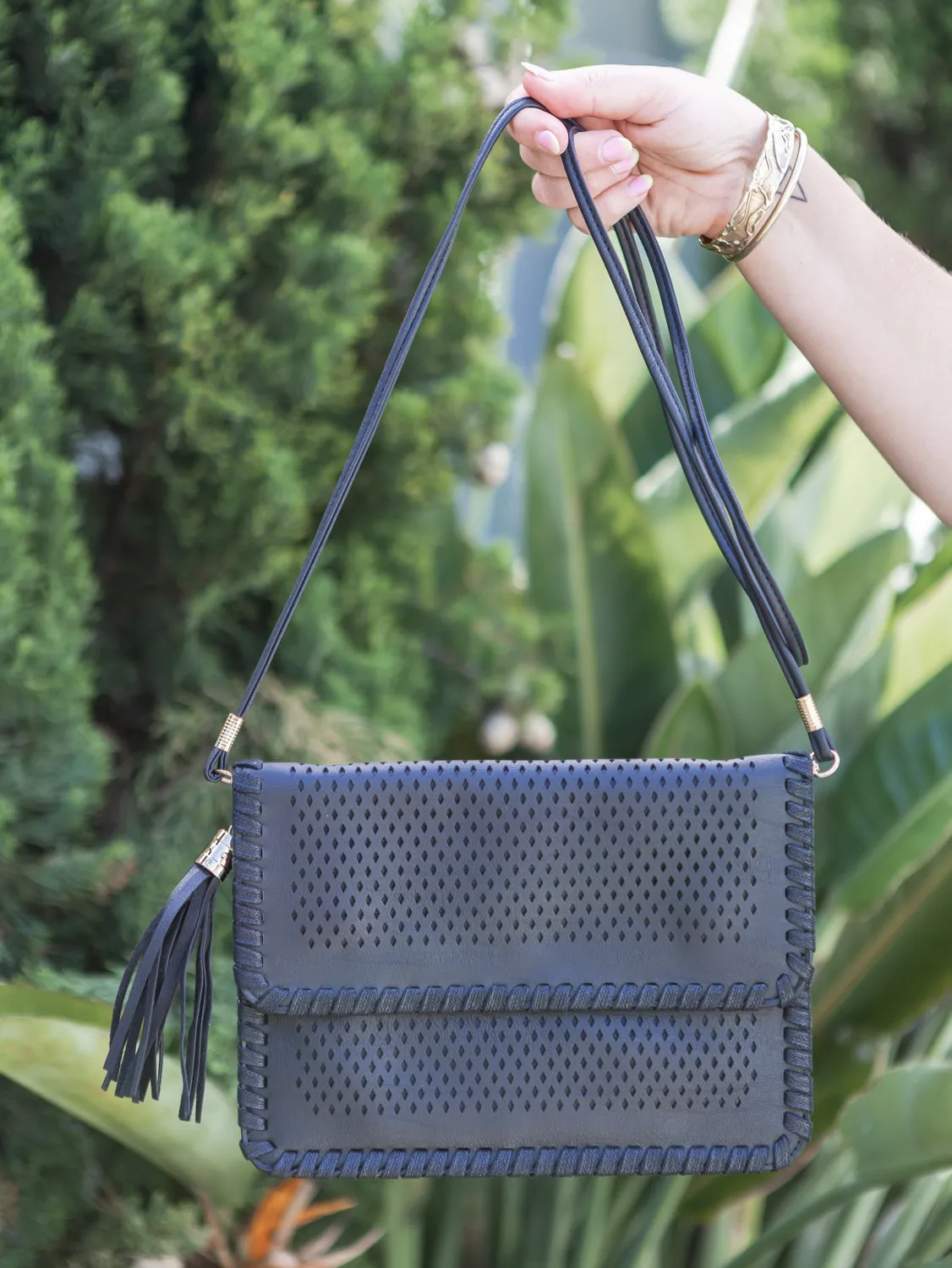 Diamond Cut Out Bag - Black