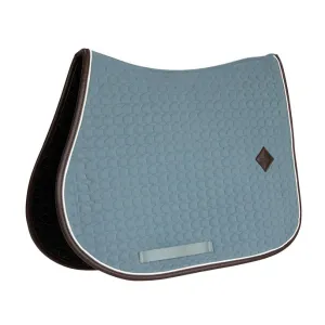 DRESSAGE SADDLE PAD WITH ARTIFICIAL LEATHER FINISH COLOR DUSTY BLUE