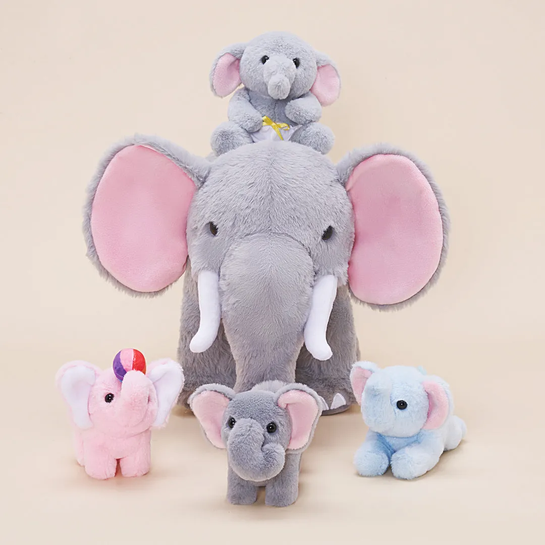 Elephant Mommy Stuffed Animal Plush Toy Set with 4 Babies