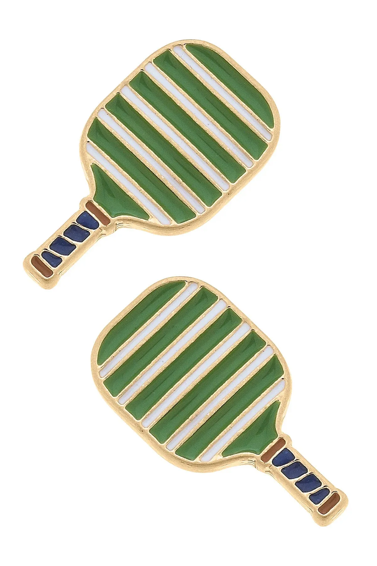 Ellie Pickleball Paddle Stud Earrings in Green