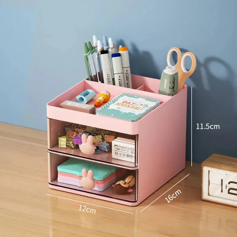 ELMAS Small Desktop Organizer with Drawer for Office & Makeup