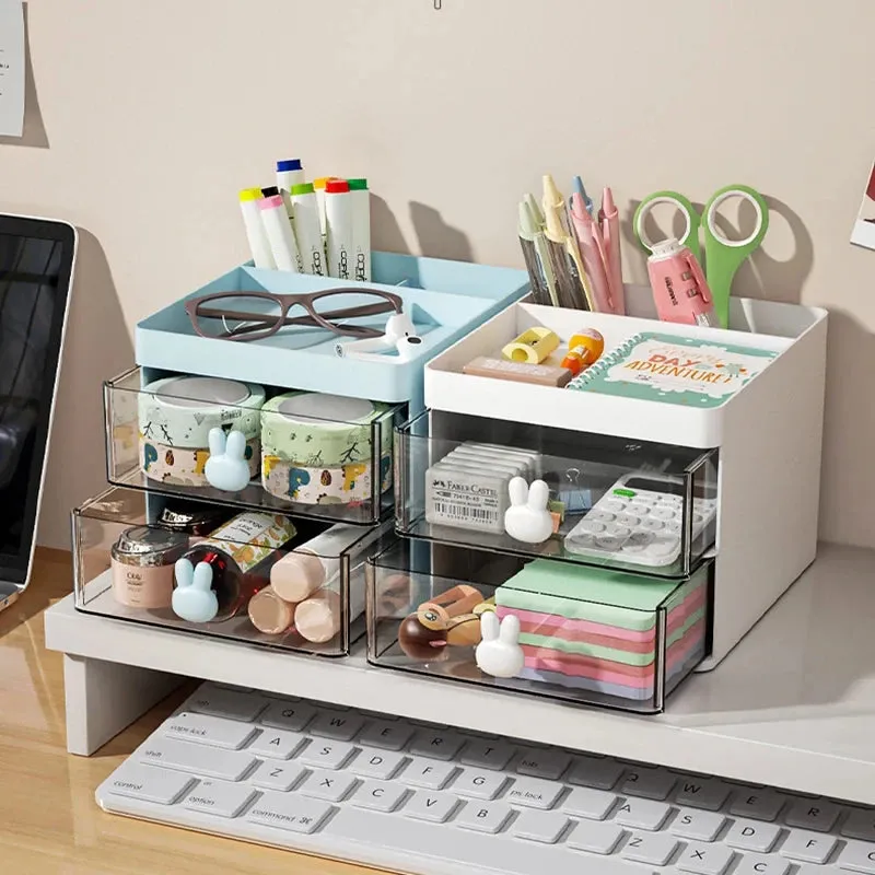 ELMAS Small Desktop Organizer with Drawer for Office & Makeup