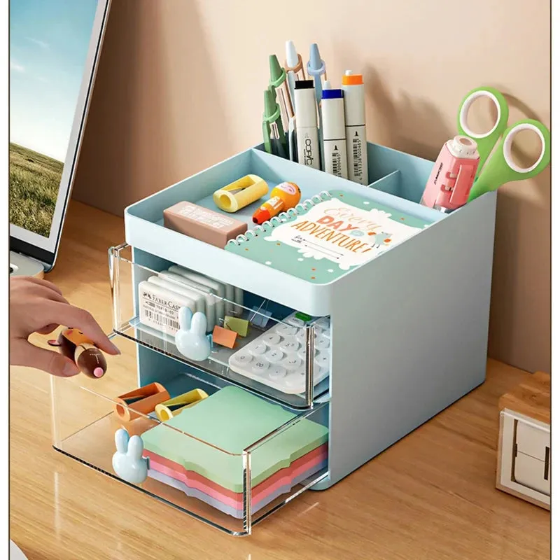 ELMAS Small Desktop Organizer with Drawer for Office & Makeup