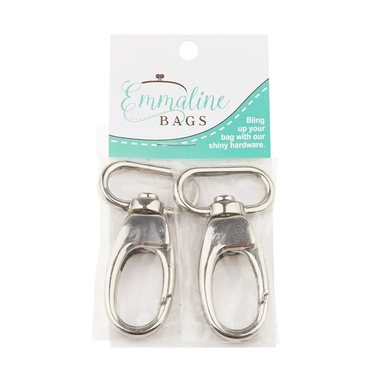 Emmaline 1" Designer Profile Swivel Snap Hooks - Set of Two Nickel