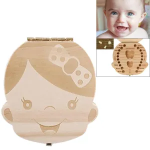 English Wooden Tooth Box Baby Milk Teeth Organizer Boy & Girl