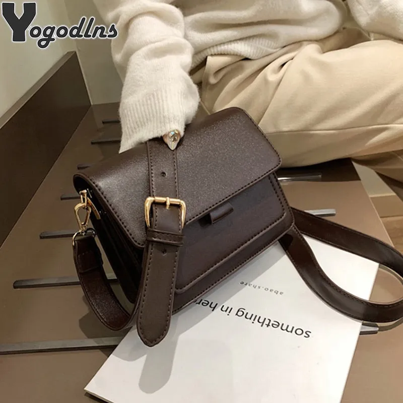 Fashion Brand Women's Small Crossbody Bag Lightweight PU Leather Messenger Bag Flap Handbag Purse Summer Travel Bag for Female