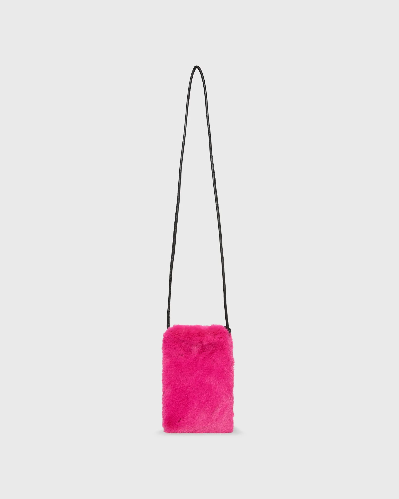 Faux Fur Cell Phone Bag in Fuchsia