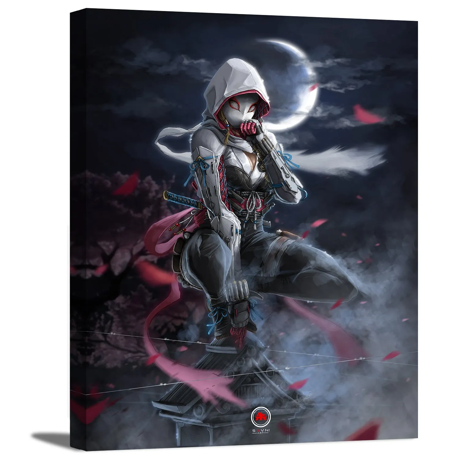 Female Spider Samurai Hero Canvas Wall Art