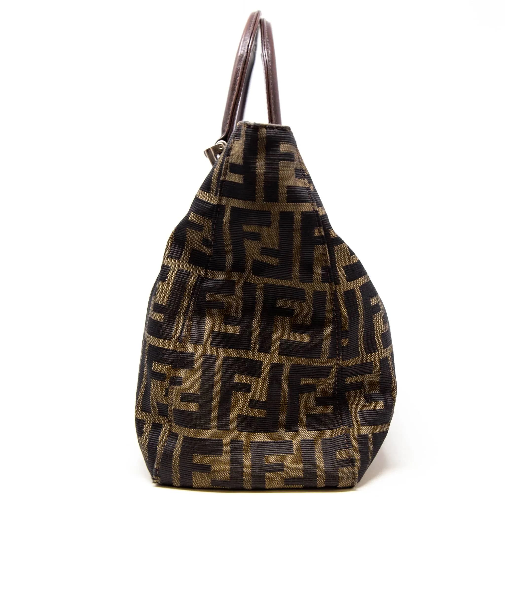 FENDI Zucca Canvas Handbag Brown Black  - AWL3502