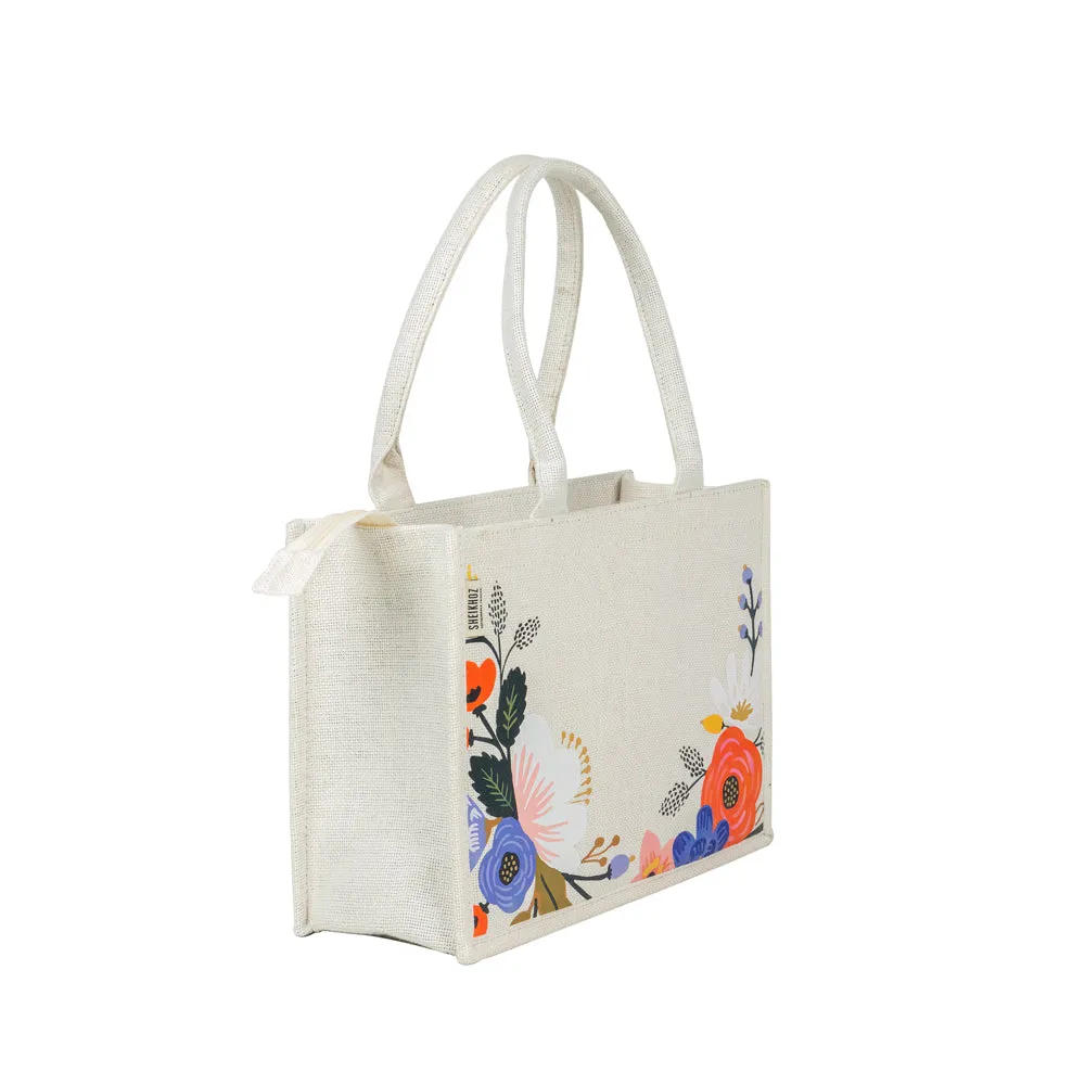 Floral Cotton Canvas Tote - Eco-Friendly Handcrafted Bag