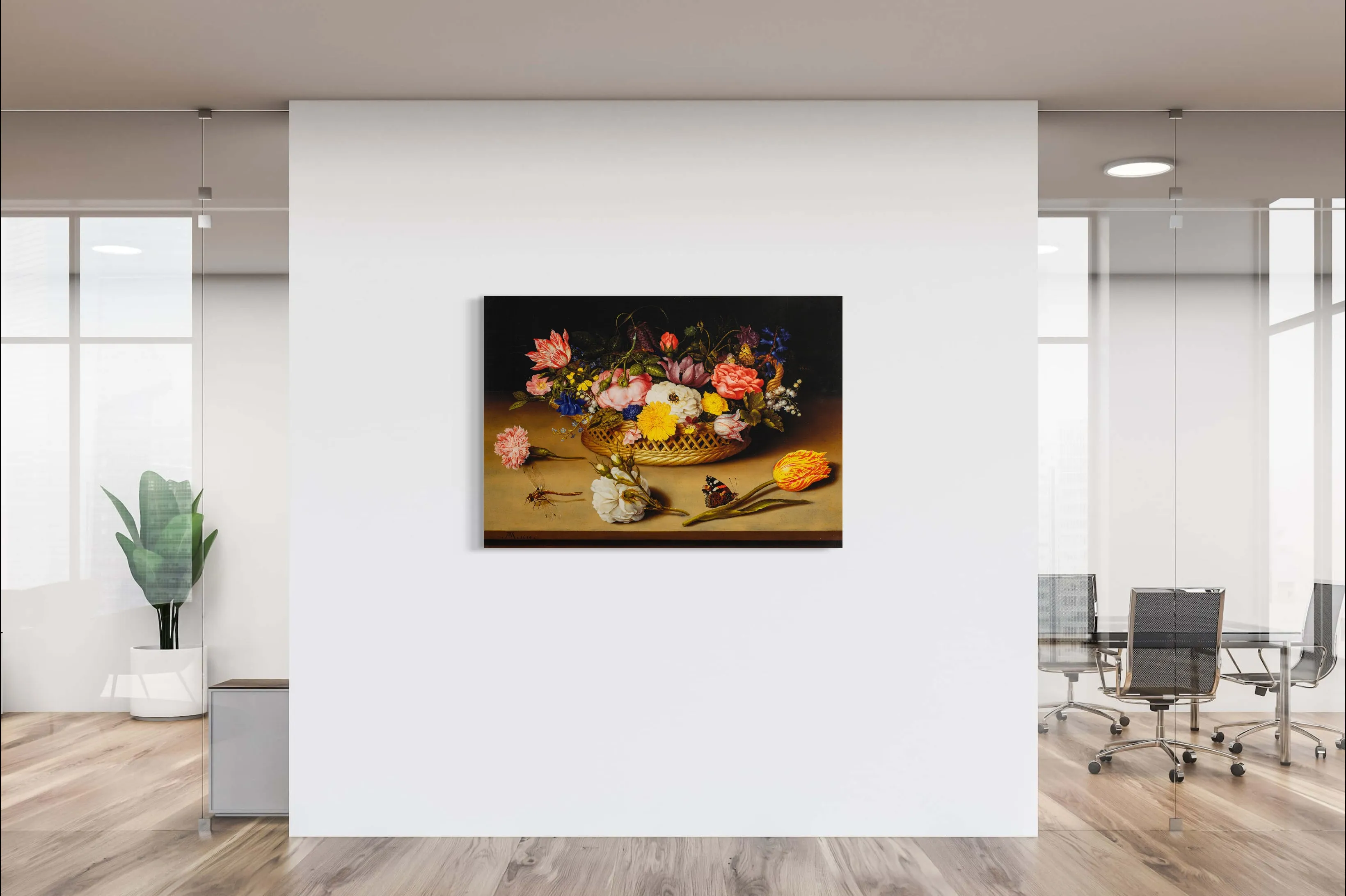 Flower Still Life - Painted by Ambrosius Bosschaert - Circa. 1590. High Quality Polyester Cotton Canvas Print. Ready to be Framed or Mounted. Available in 3 Sizes - Small - Medium or Large.