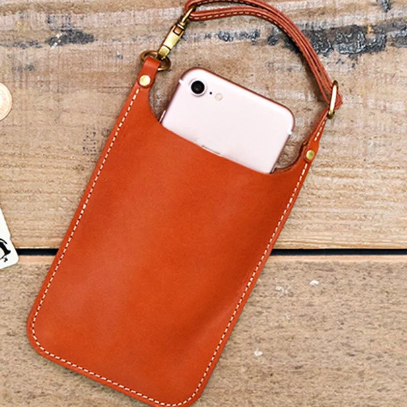 Genuine Leather Vintage Casual Carry 6.1 inch Phone Bag Coin Waist For Men Women