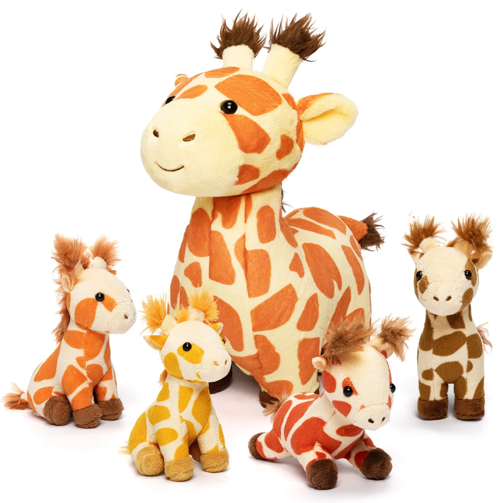 Giraffe Mommy with 4 Babies Plush Stuffed Animal Set