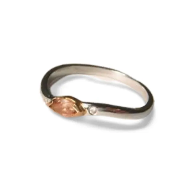 Gorgeous 18K White 2-Tone Gold Fancy Color Pink Diamond Designer Stacking Band Ring