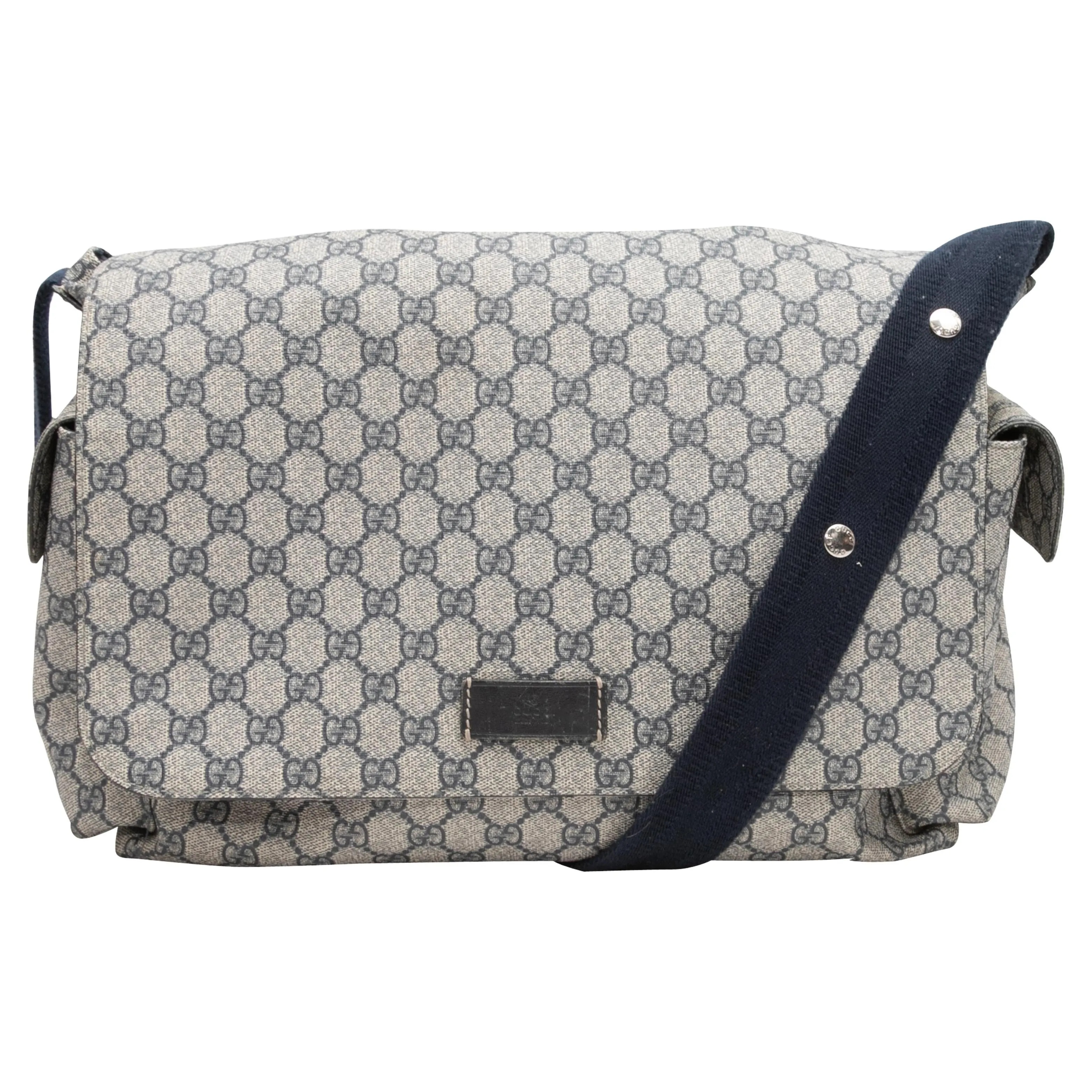 Gray & Navy Gucci GG Supreme Messenger Bag