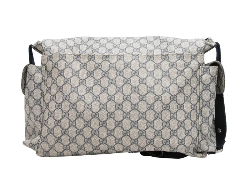 Gray & Navy Gucci GG Supreme Messenger Bag