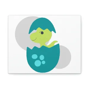 Green and Dark Blue Dinosaur Egg Stretched Canvas