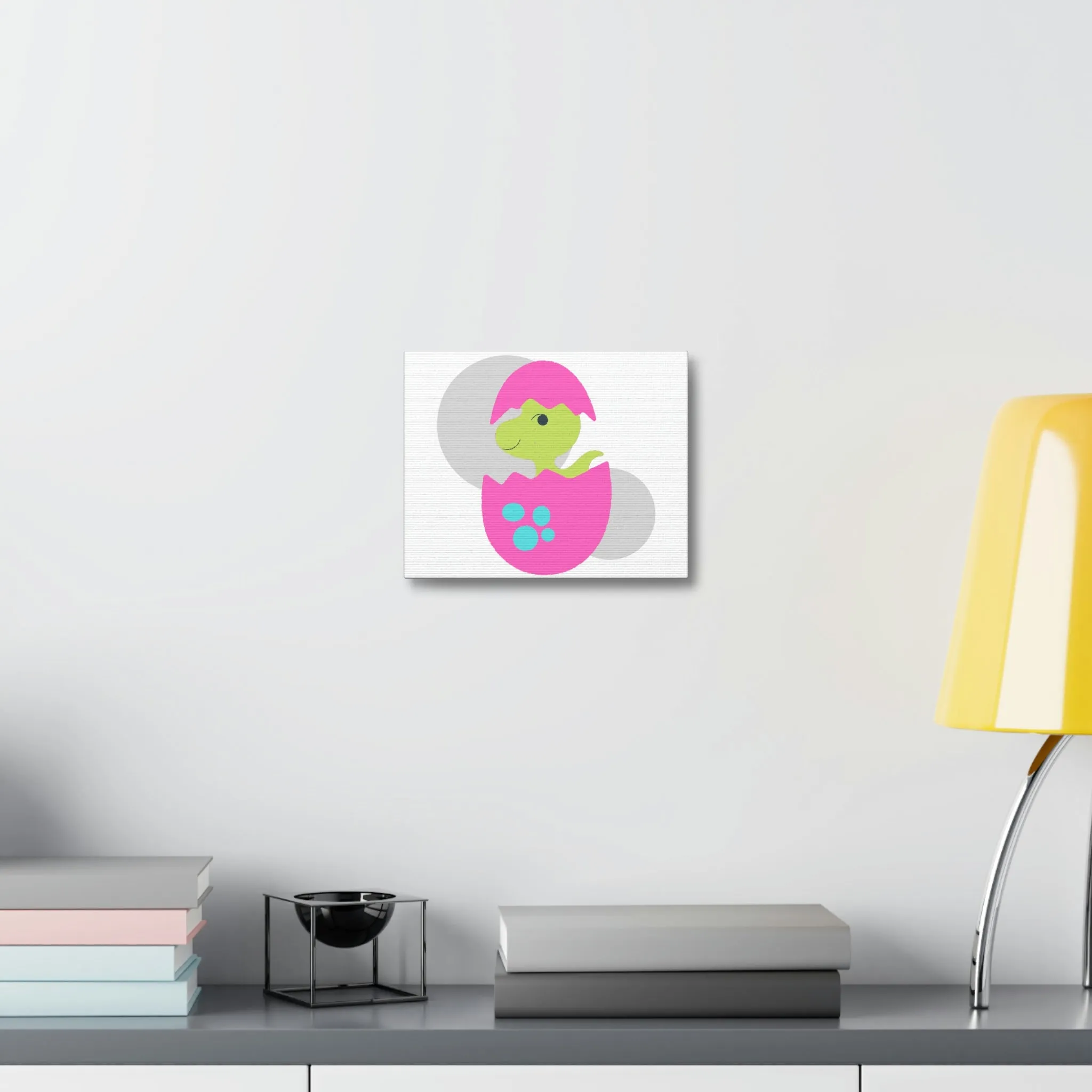 Green and Pink Dinosaur Egg Stretched Canvas