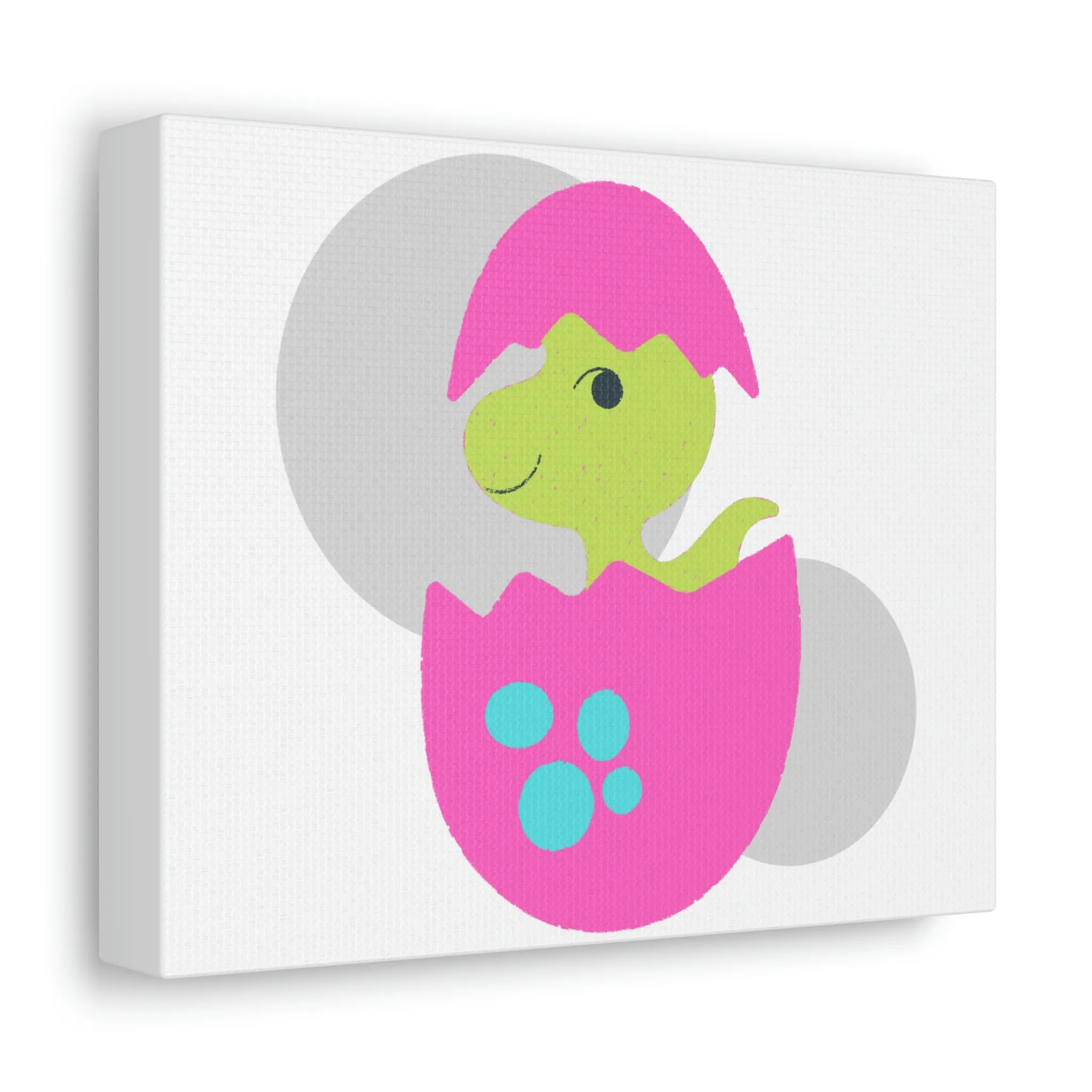 Green and Pink Dinosaur Egg Stretched Canvas