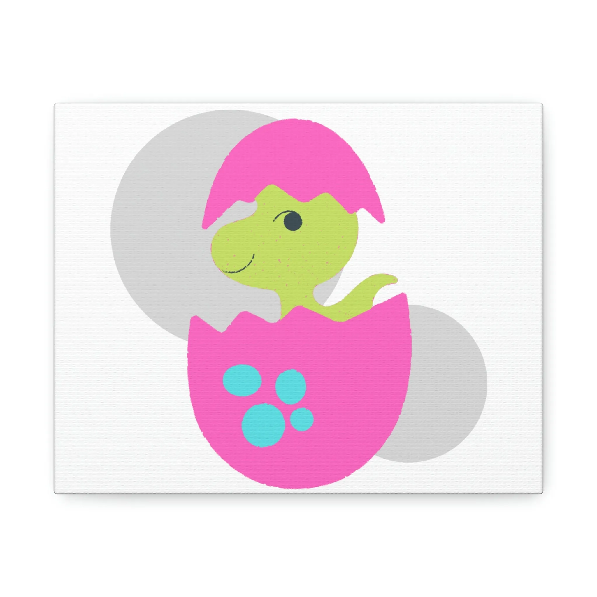 Green and Pink Dinosaur Egg Stretched Canvas