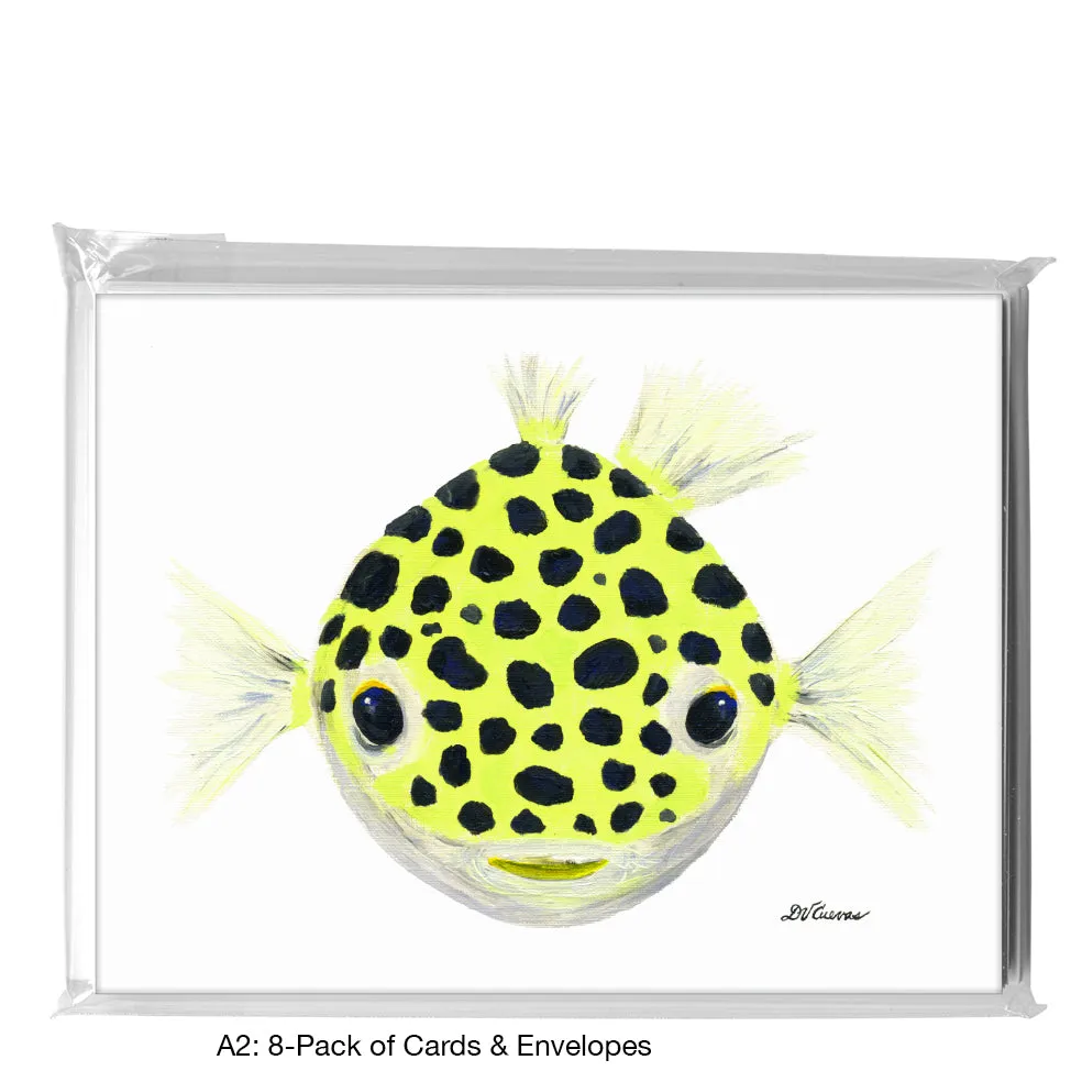 Green Puffer Fish, Greeting Card (8367)