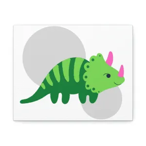 Green Triceratops Dinosaur Stretched Canvas