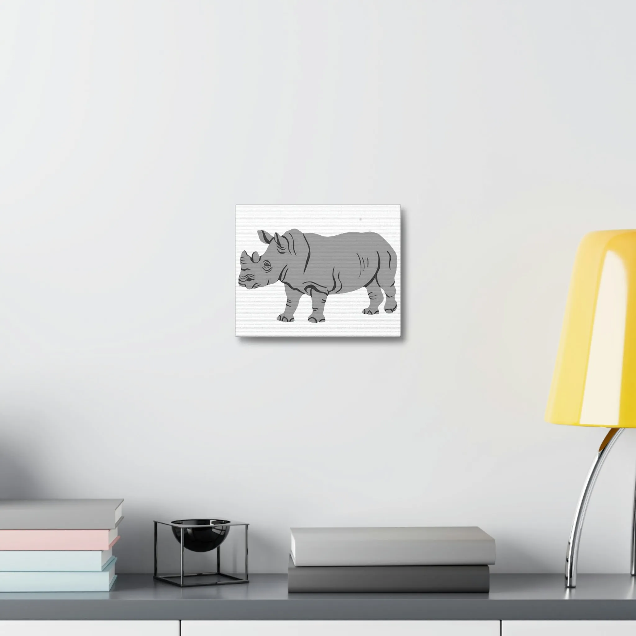 Grey Rhino Stretched Canvas