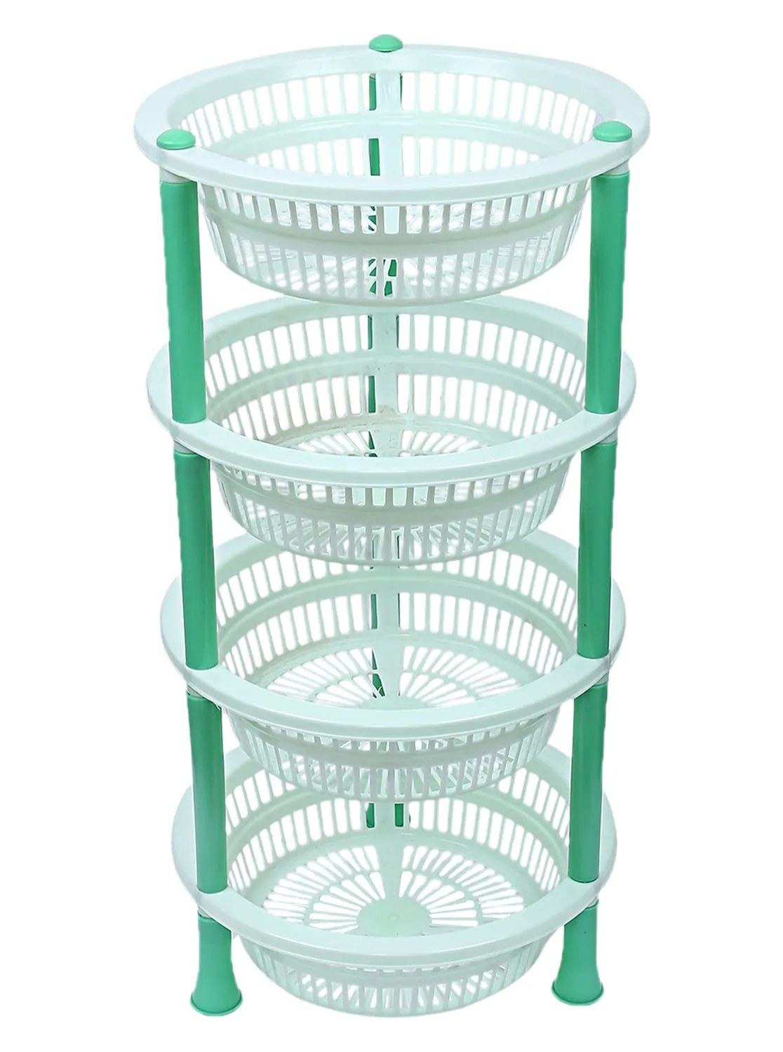 Heart Home Multiuses 4-Tier Round Plastic Storage Basket/Organizer for Kitchen, Laundry Room, Bathroom, Office (Green)-50HH01716