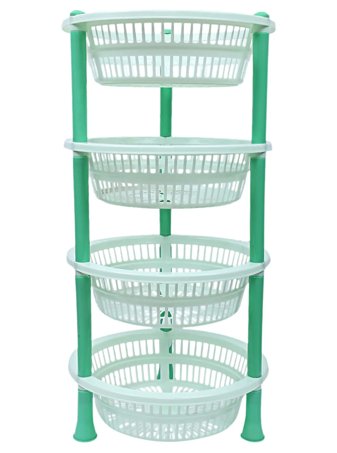 Heart Home Multiuses 4-Tier Round Plastic Storage Basket/Organizer for Kitchen, Laundry Room, Bathroom, Office (Green)-50HH01716