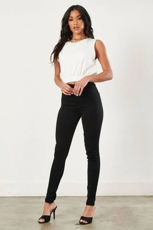 High Waisted Black Skinny Jeans