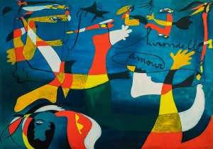 Hirondelle Amour - Painted by Joan Miro - Circa. 1933. High Quality Polyester Cotton Canvas Print. Ready to be Framed or Mounted. Available in 3 Sizes - Small - Medium or Large.