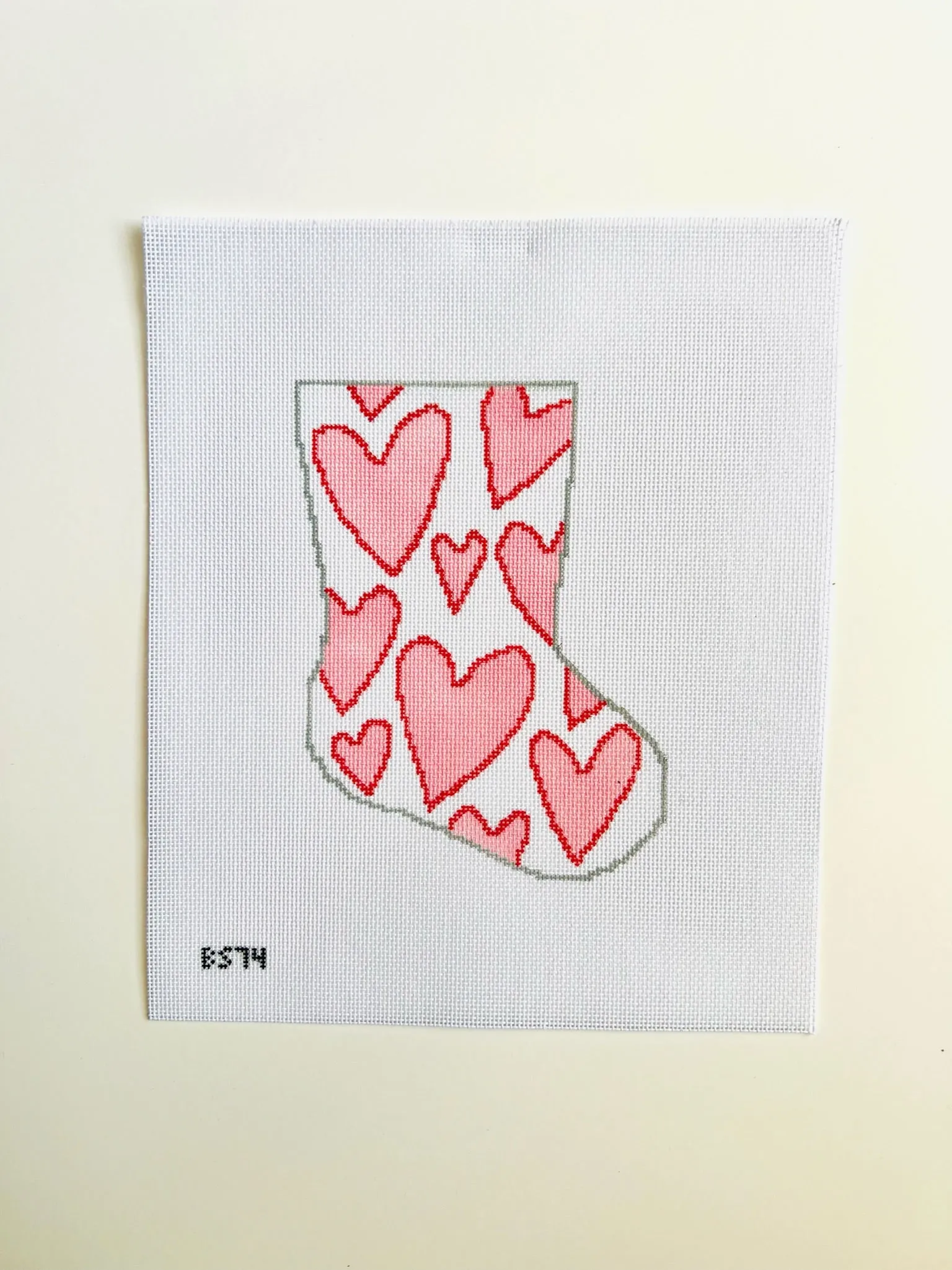 I Love You More Than...Hearts Ornament Sized Stocking Canvas