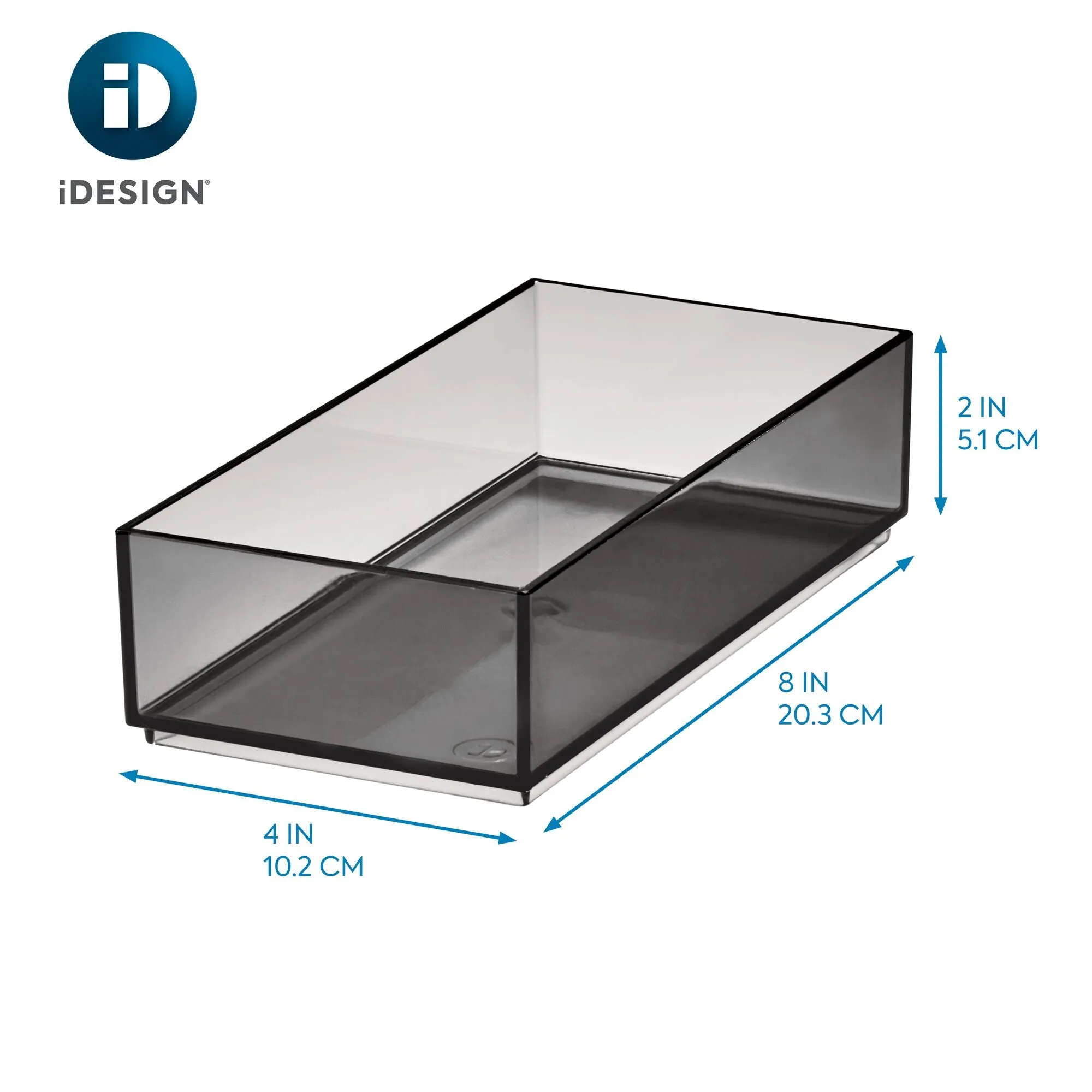 iDesign Cosmetic Drawer Organizer, 4" x 8" x 2", Smoke/Matte Black