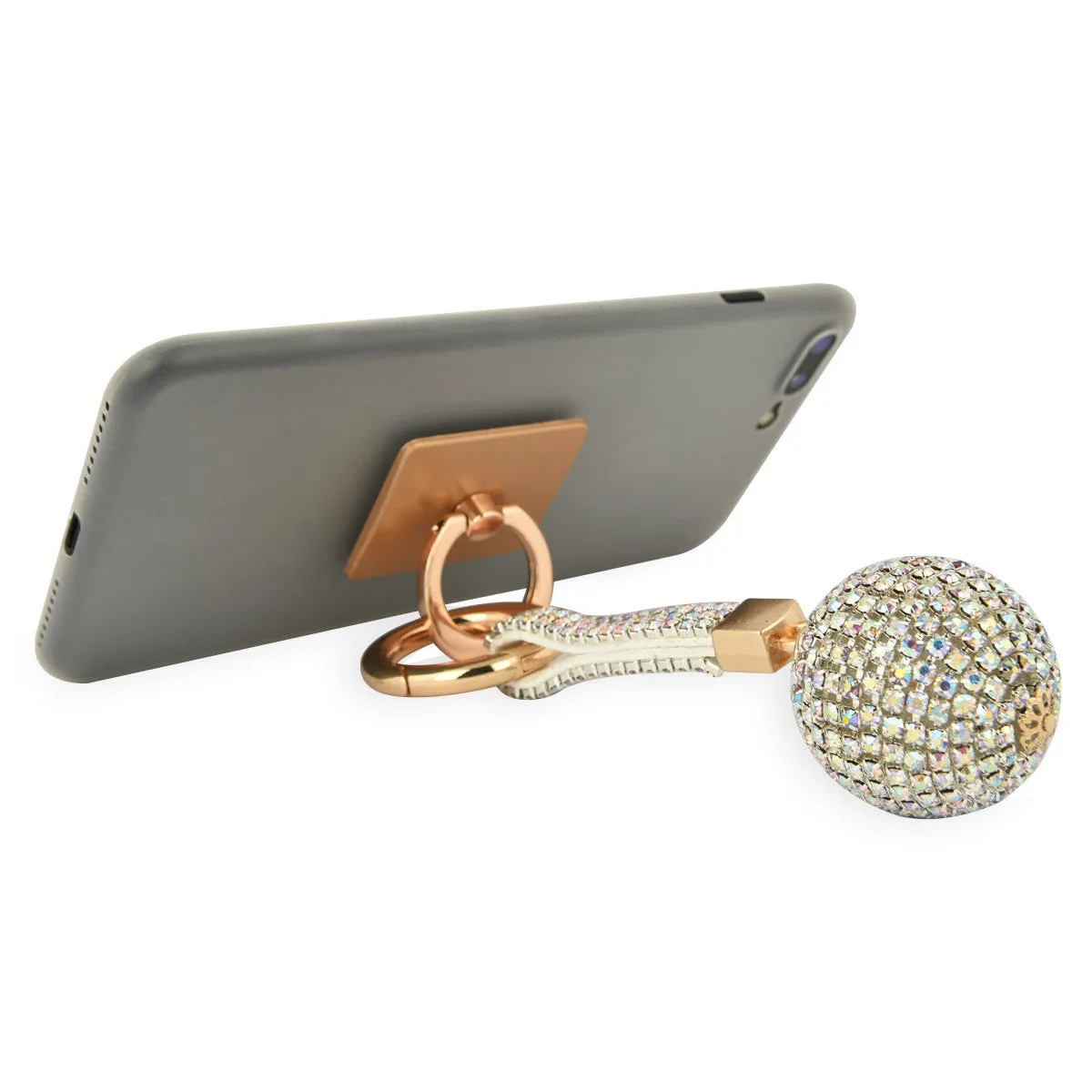 iOrigin Ring Grip/ Kick Stand   Acrylic Diamond Studded Ball Keychain for Mobile Phones & Tablets