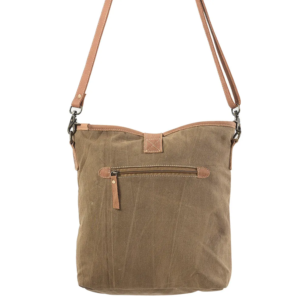 KB199 - KB199 -MESSENGER Leather and Upcycled Canvas Ladies Bag 14 x 13 KB199 - KB199