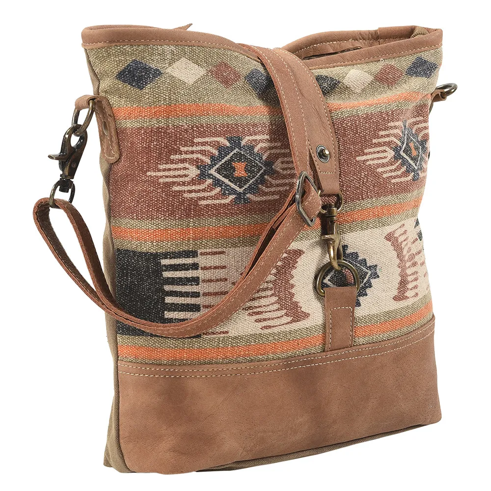 KB199 - KB199 -MESSENGER Leather and Upcycled Canvas Ladies Bag 14 x 13 KB199 - KB199