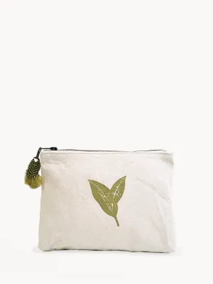 KORISSA Hand Screen Printed Cotton Canvas Pouch - Nature