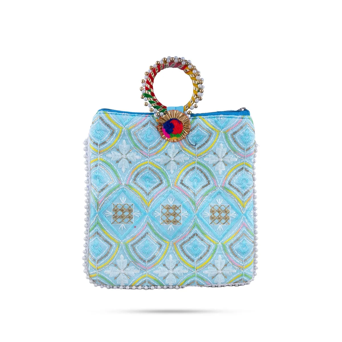 Ladies Hand Bag - 9 x 9 Inches | Handbag With Embroidery/ Womens Handbag/ Assorted Colours